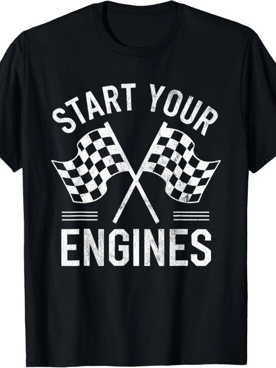 Denyse Other - Start Your Engines Checkered Flag Race Car T-Shirt 250